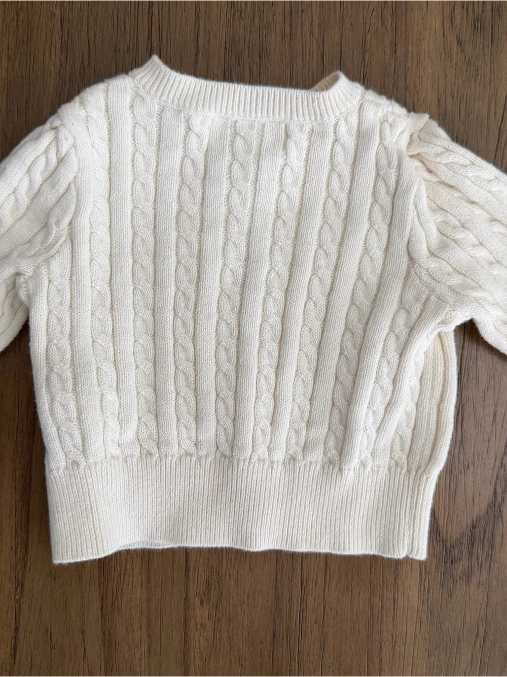 Ralph Lauren Ivory Cable-Knit Baby Cardigan with Pink Pony